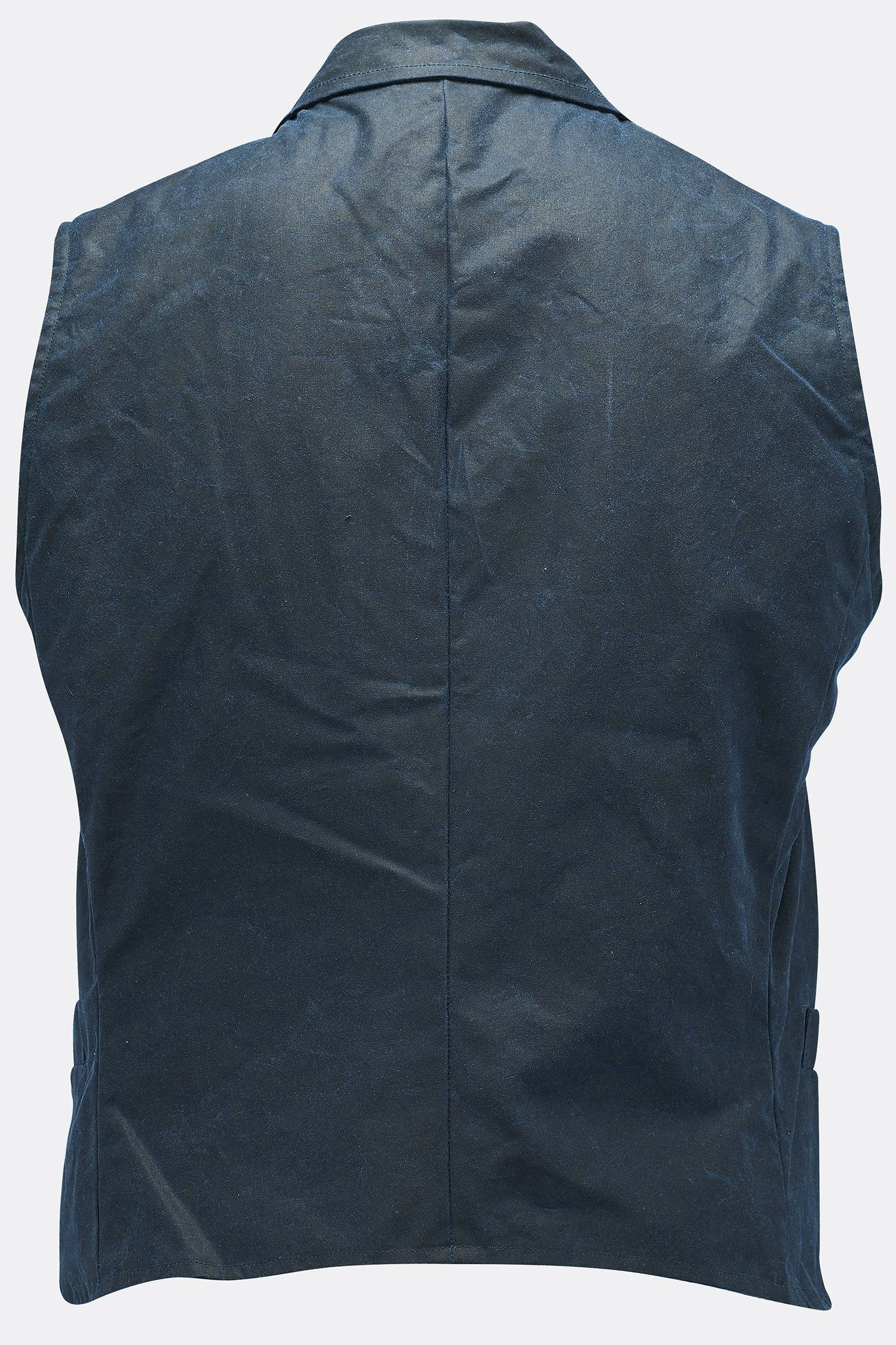 SHEPPARD WAISTCOAT IN NAVY WAXED COTTON-menswear-A Child Of The Jago