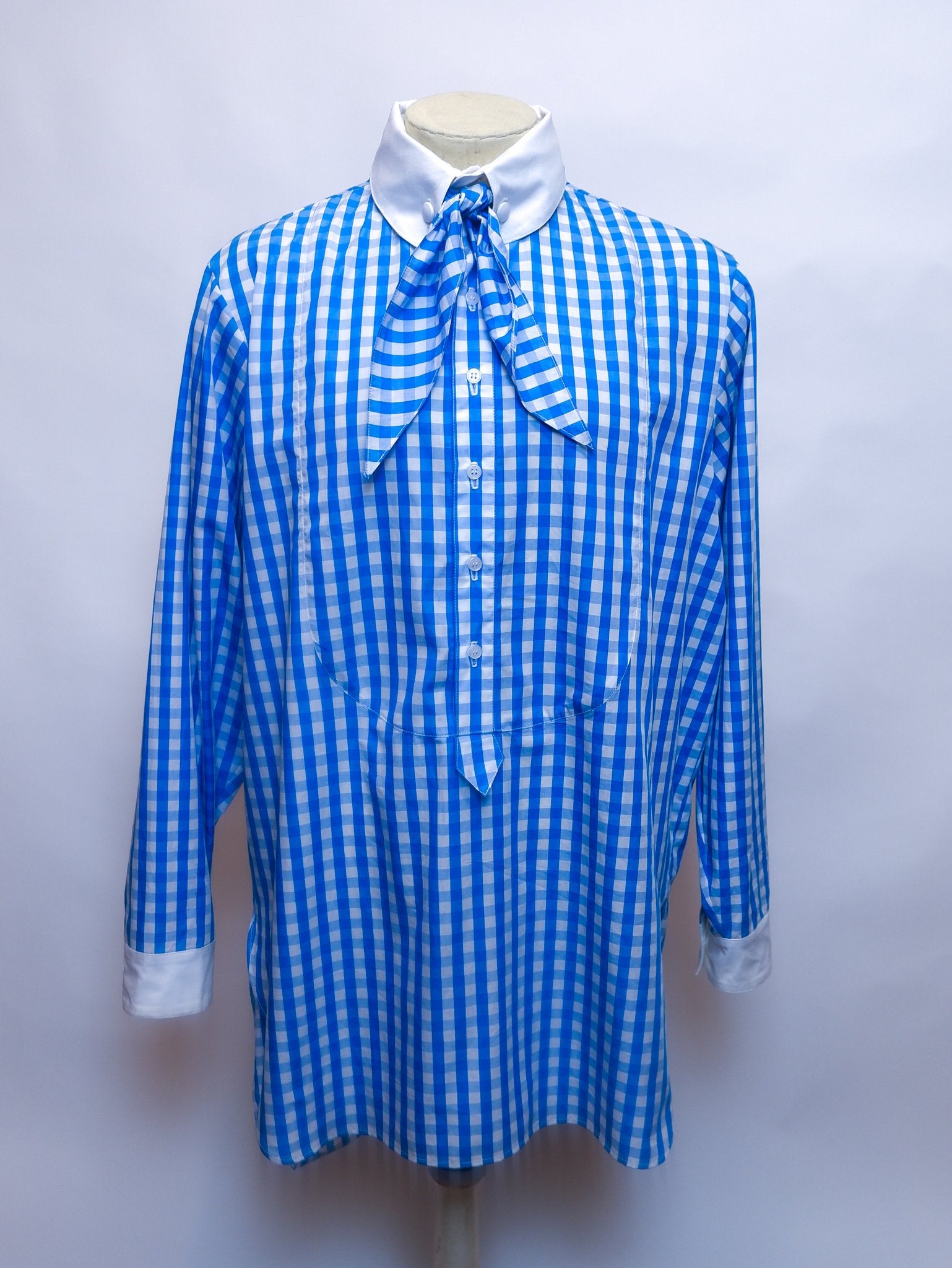 DRESS SHIRT IN BLUE CHECK WITH WHITE CONTRAST - MADE TO ORDER-menswear-A Child Of The Jago