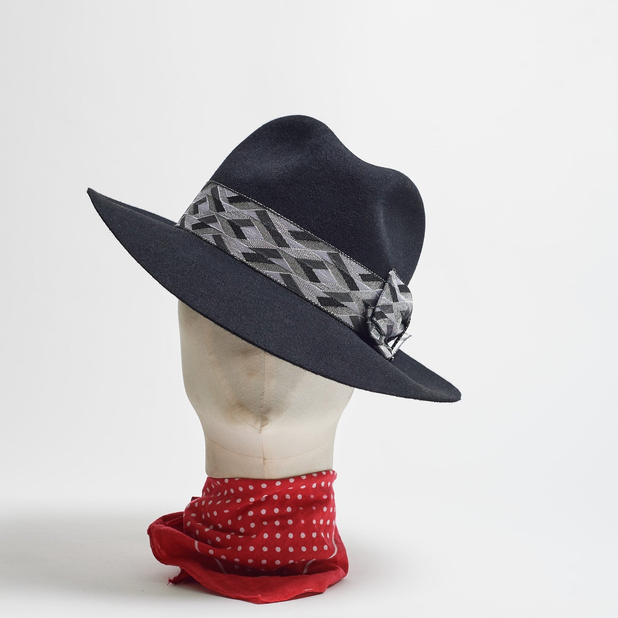 FEDORA - OBSIDIAN - SIZE M - SPECIAL RIBBON-hats-A Child Of The Jago