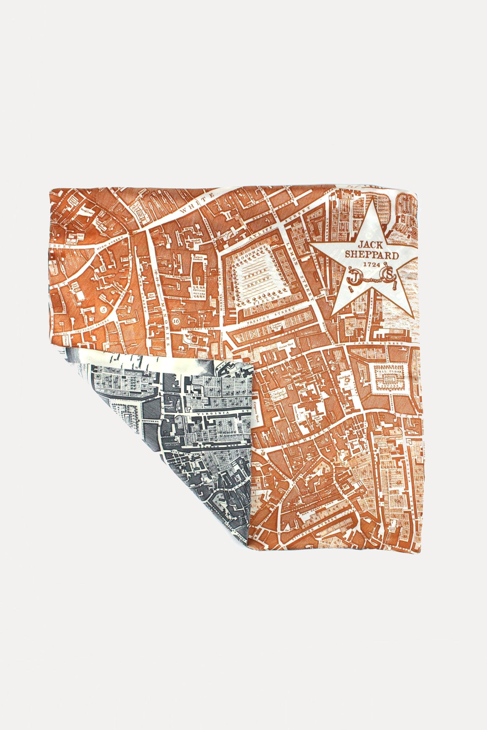 SILK POCKET SQUARE IN BROWN AND CHARCOAL BOUNDARY-accessories-A Child Of The Jago