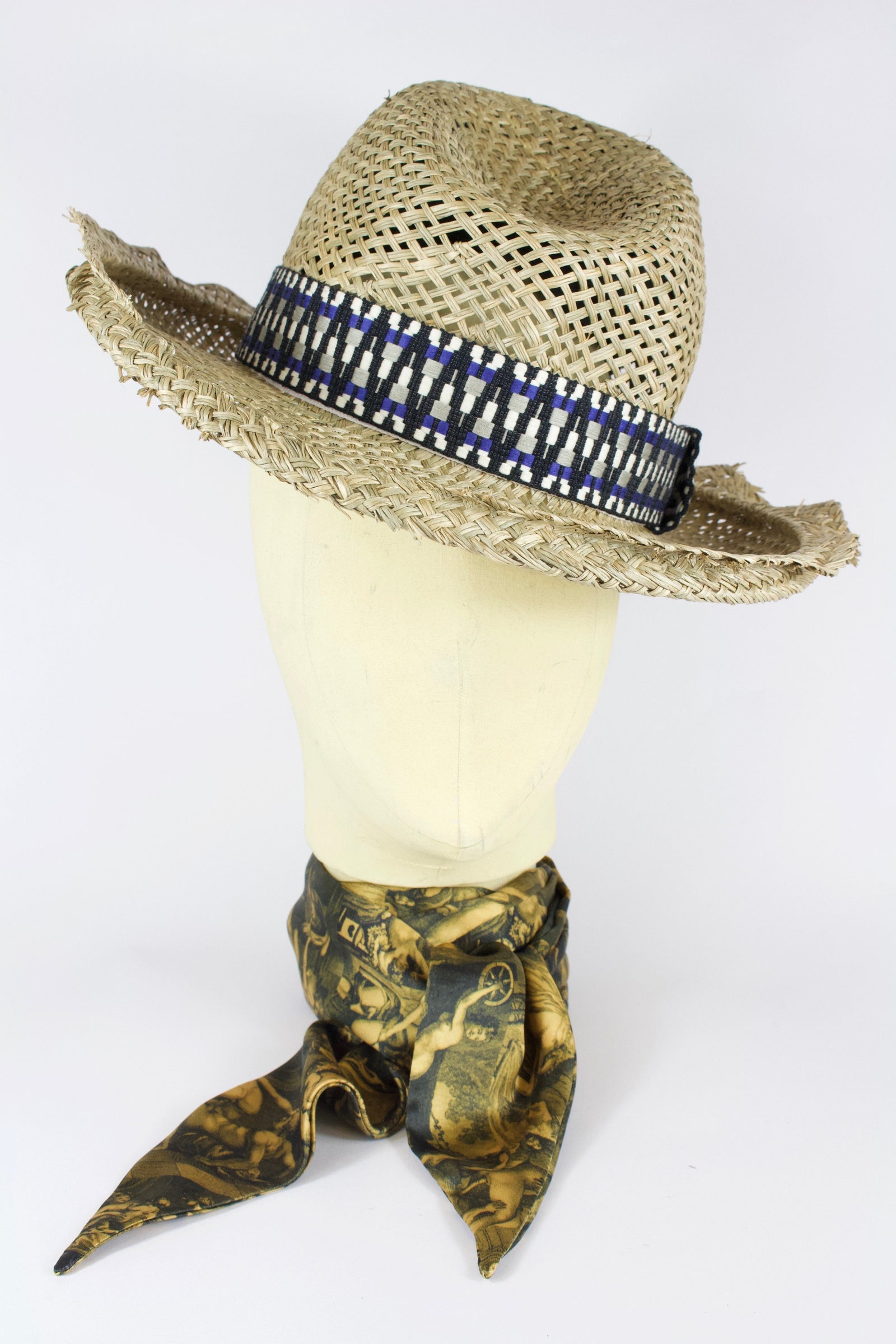 STRAW HIGHWAYMAN - BLUE AZTEC BAND-hats-A Child Of The Jago