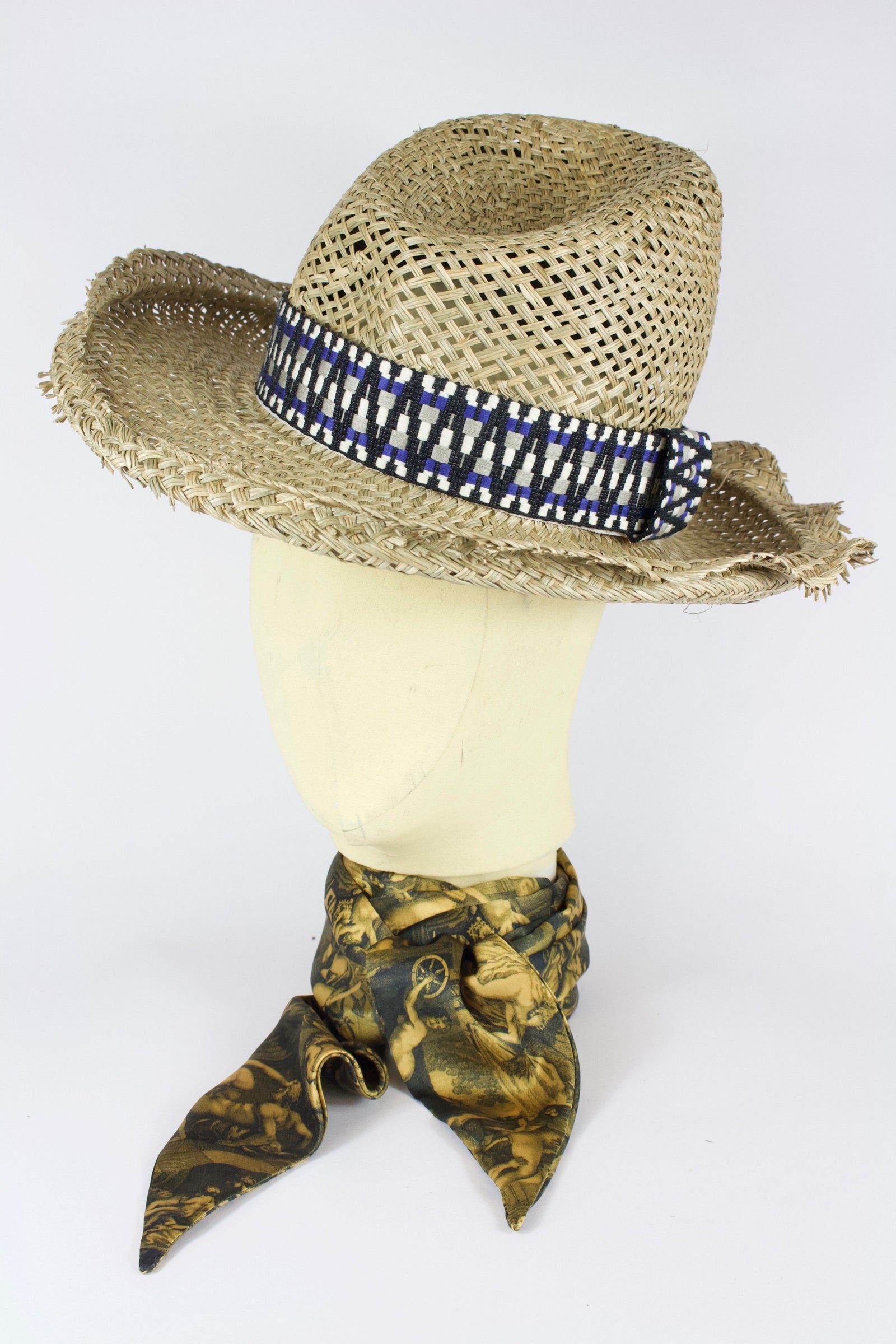 STRAW HIGHWAYMAN - BLUE AZTEC BAND-hats-A Child Of The Jago