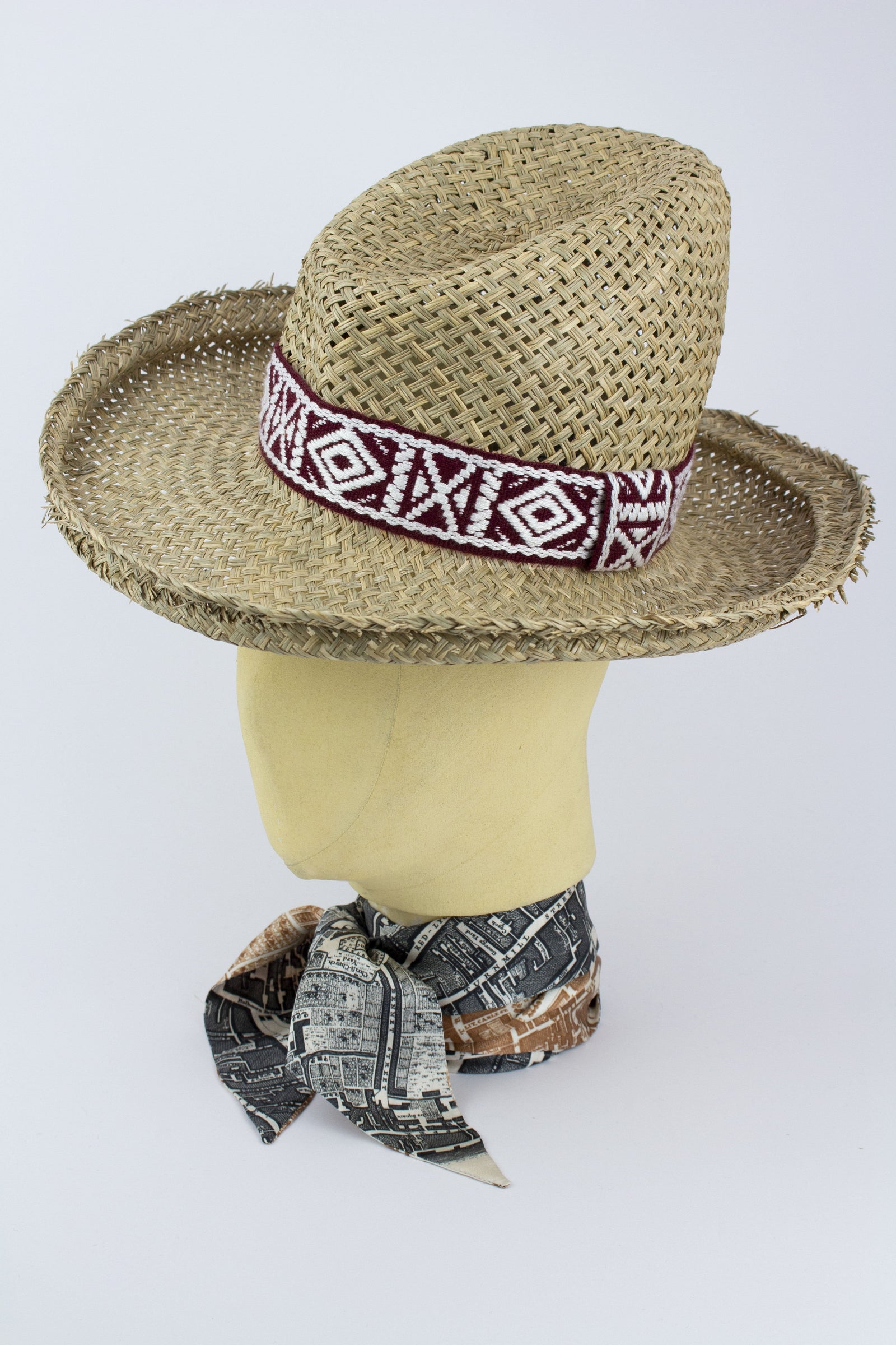 STRAW HIGHWAYMAN - BURGUNDY NAVAJO BAND-hats-A Child Of The Jago