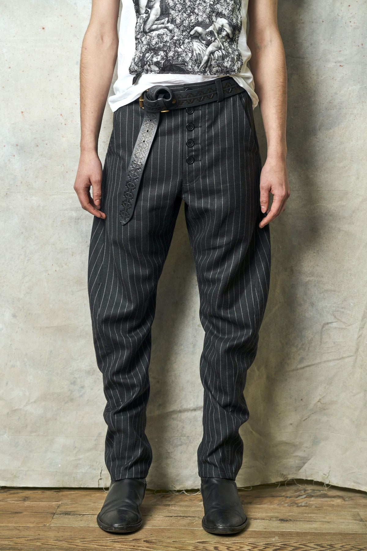APACHE TROUSERS - GREY STRIPE (made to order)-A Child Of The Jago