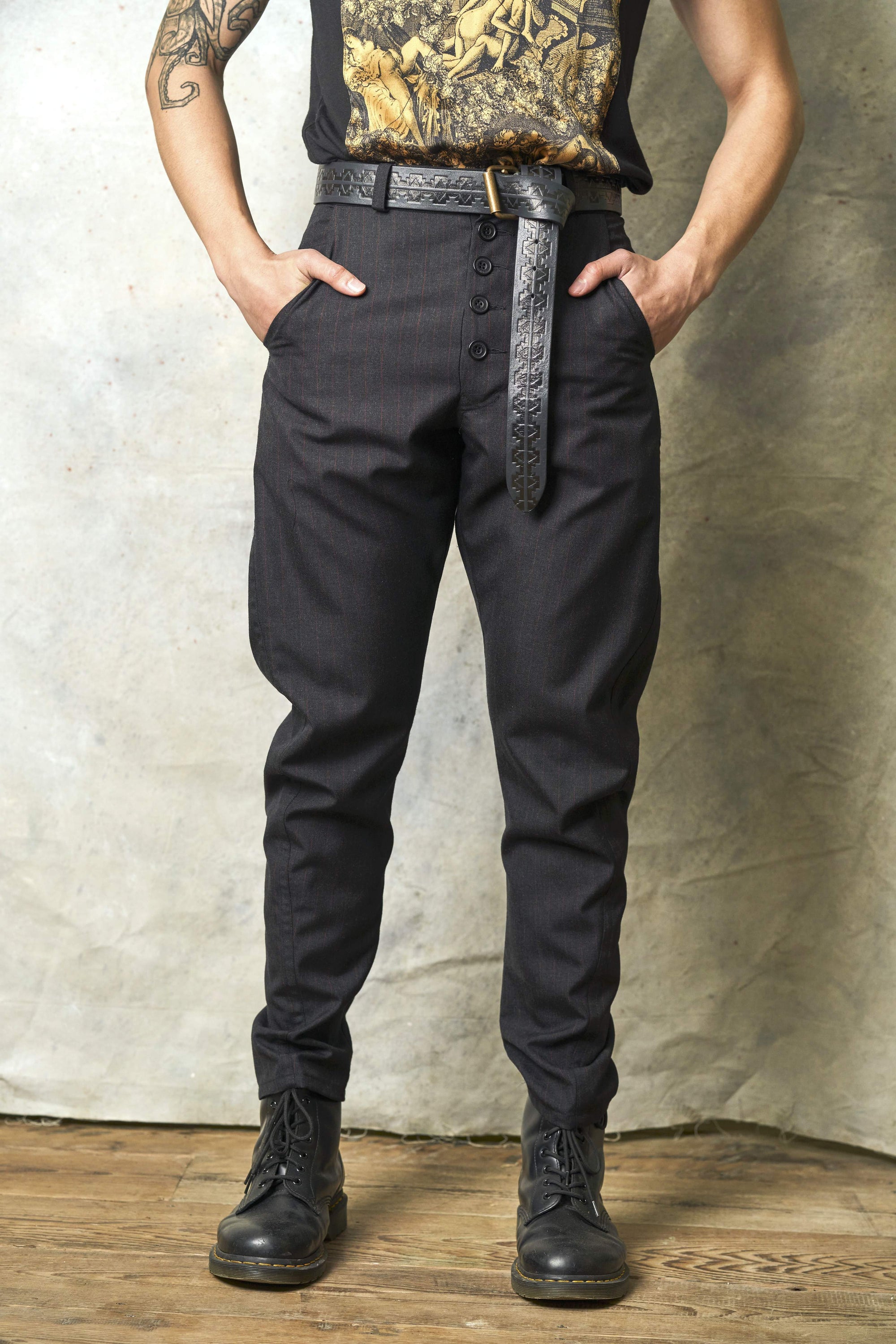 APACHE TROUSERS - RED STRIPE (made to order)-A Child Of The Jago