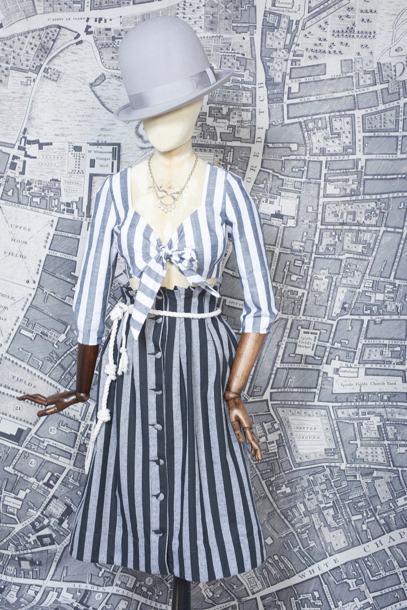 BONNY SKIRT IN BLACK AND GREY STRIPE-womenswear-A Child Of The Jago