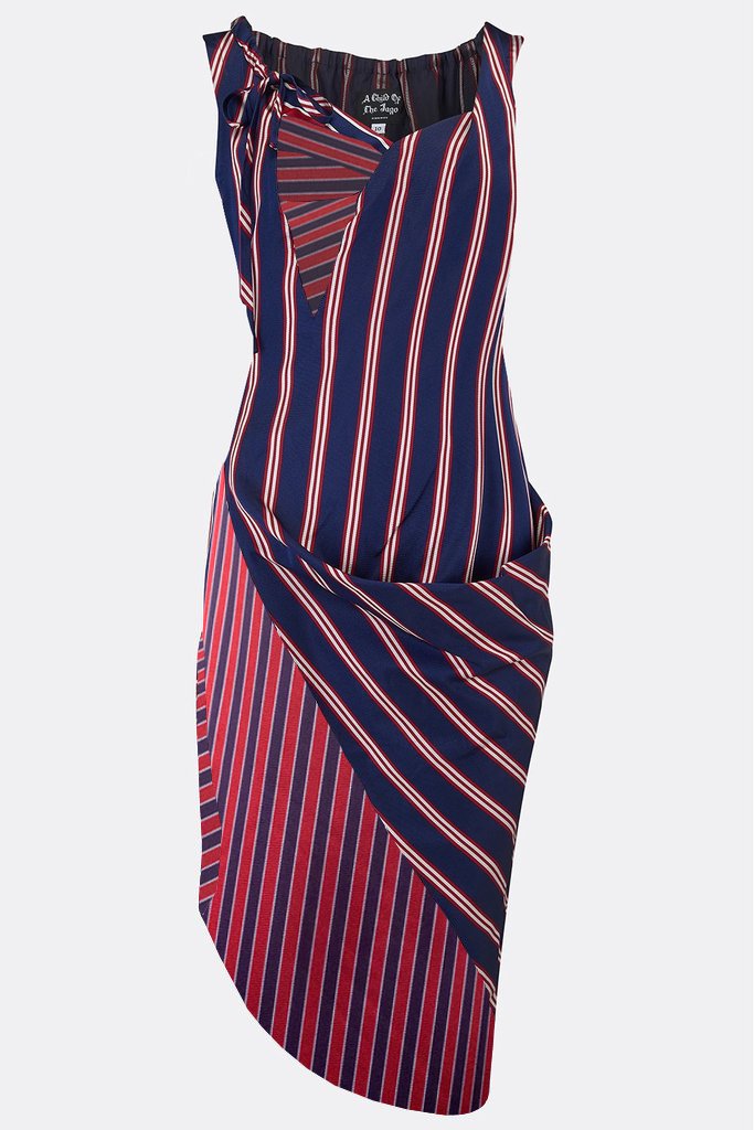 ROCHESTER SWAG DRESS IN NAVY STRIPE-womenswear-A Child Of The Jago