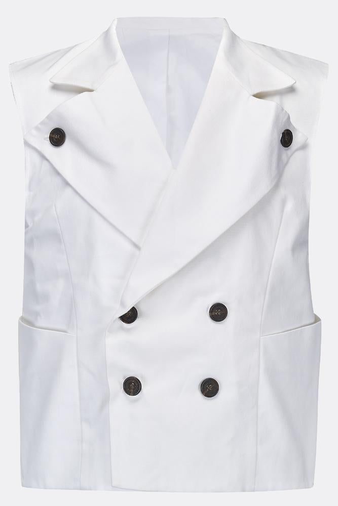 SEA DOG WAISTCOAT IN WHITE COTTON-menswear-A Child Of The Jago