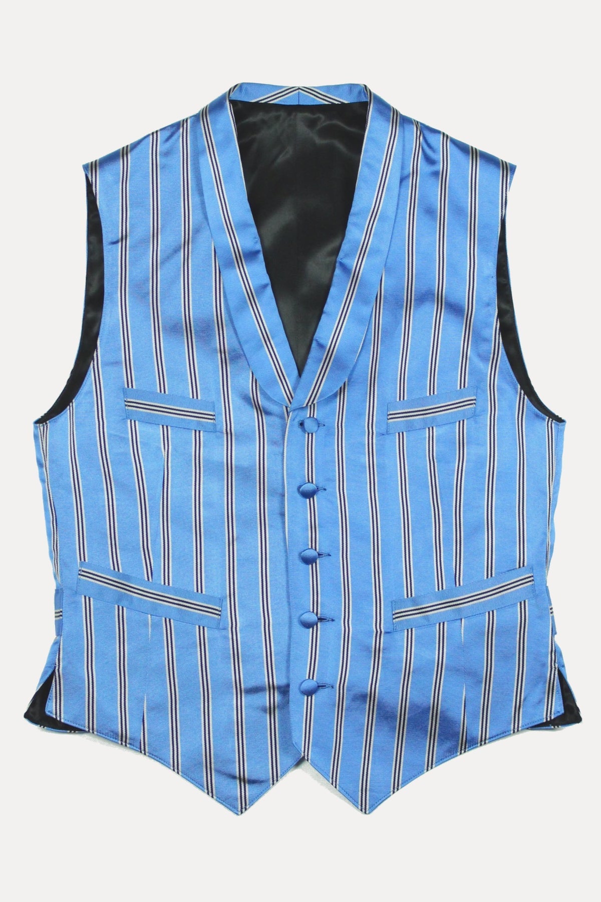 SHAWL COLLAR WAISTCOAT IN BLUE ROCHESTER SILK (made to order)-menswear-A Child Of The Jago