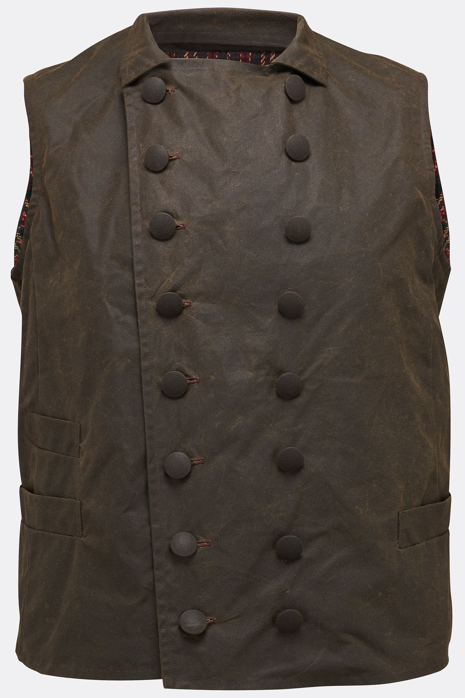 SHEPPARD WAISTCOAT IN OLIVE WAXED COTTON-menswear-A Child Of The Jago